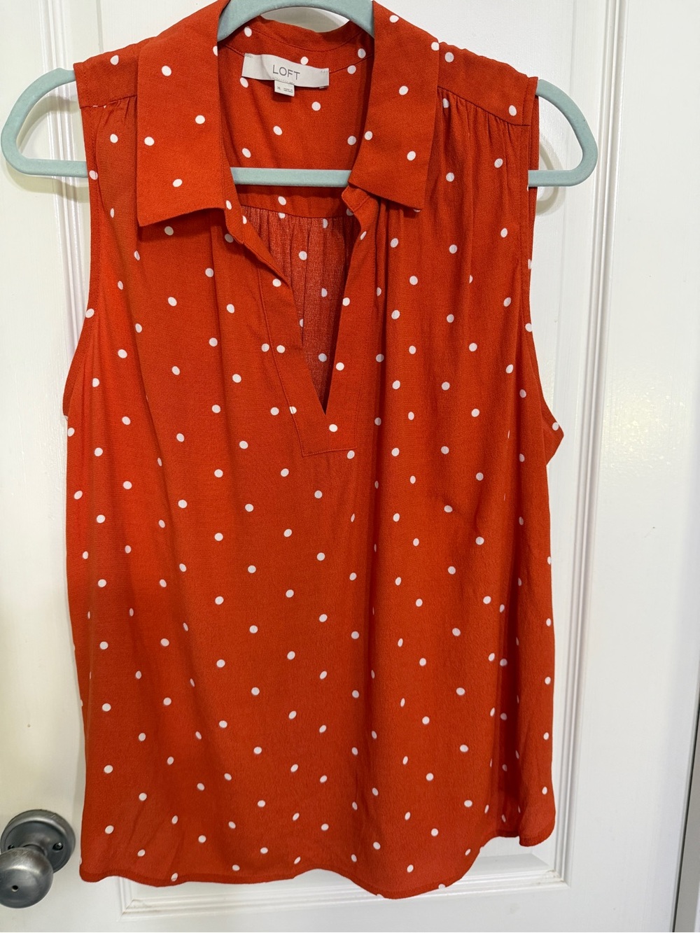 LOFT Orange Polka Dot Sleeveless Collar Camisole